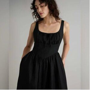 NWT Quince Women 100% European Linen Corset Midi Dress